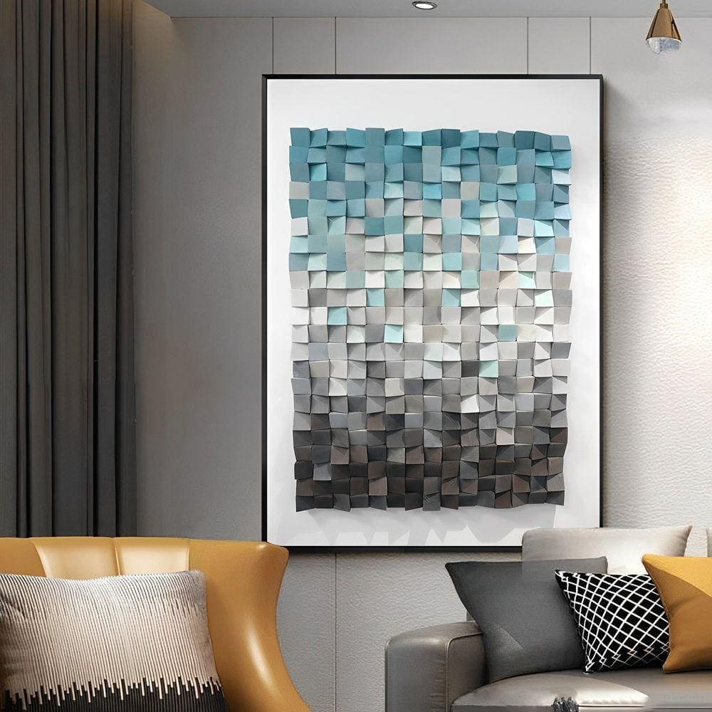 Quadro Azul 3d Effect Br Artes Pequeno 60x40