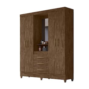 Guarda-Roupa Capelinha 4 Portas e 3 Gavetas Capri Branco/Rosa Moval