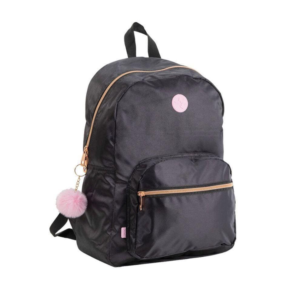 Mochila De Costas Preto Com Rosa Brw