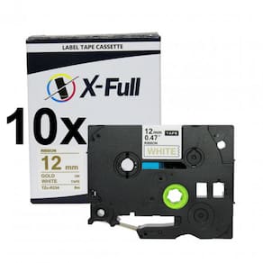 Kit 10 Fitas Cetim Compatível Brother Tze R234 Branca 12mm