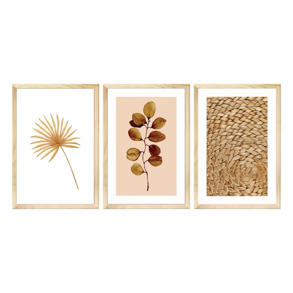 Trio de Quadros Minimalista Boho Decorativo 40x60