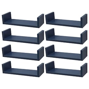 Kit 8 Prateleiras U 40 x 20cm azul Suporte Invisível