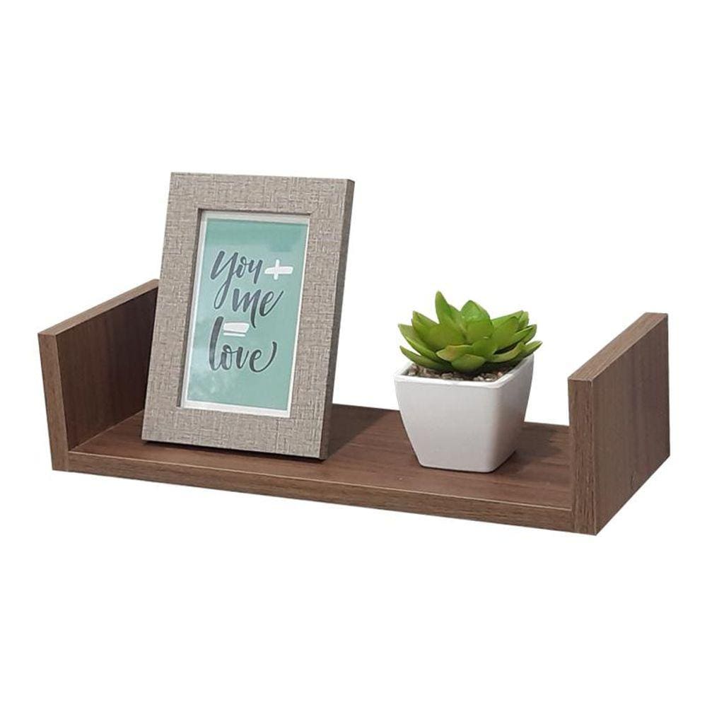 Prateleira U 60 x 20cm Nogal Suporte Invisível