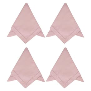 Kit 4 Guardanapos Tecido Ponto Ajour 40X40Cm Rosa Chá 4 Pç
