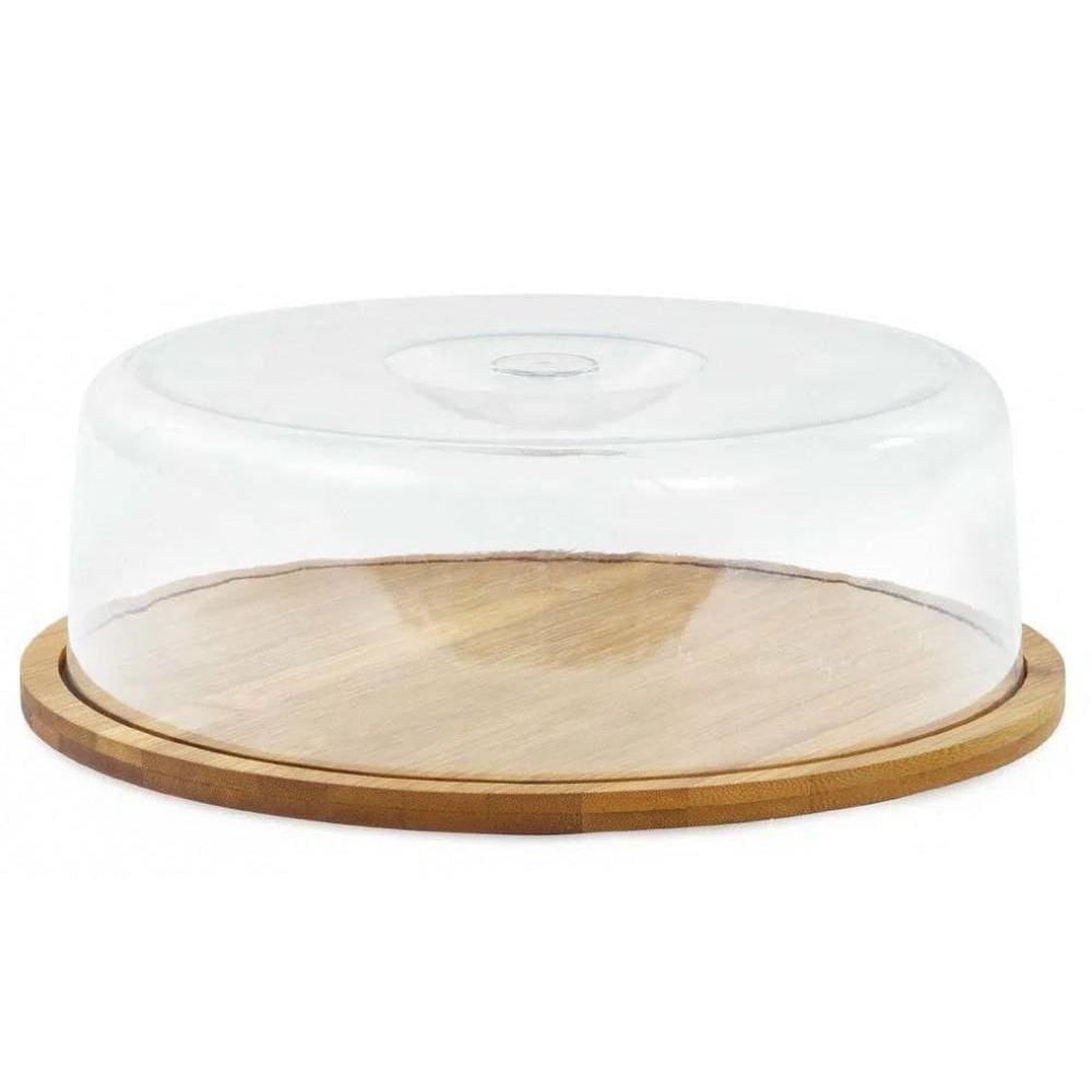 Porta Bolo Em Bambu Com Tampa Acrilico 27,5X9Cm Mimo Style