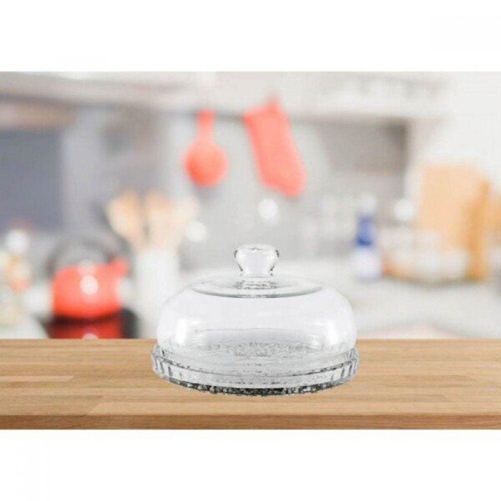 Queijeira Vidro Base Decorada Veneza Grande 20Cm - Mistral