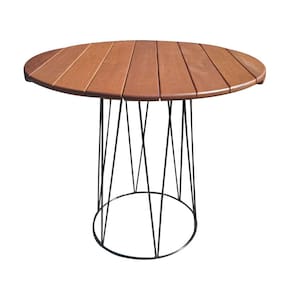 Mesa para Área Gourmet Redonda 90cm Logan Base em Ferro Preto