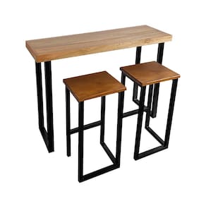 Bancada Gourmet 120cm com 2 Banquetas Industriais Bistrô Premium Base Preta