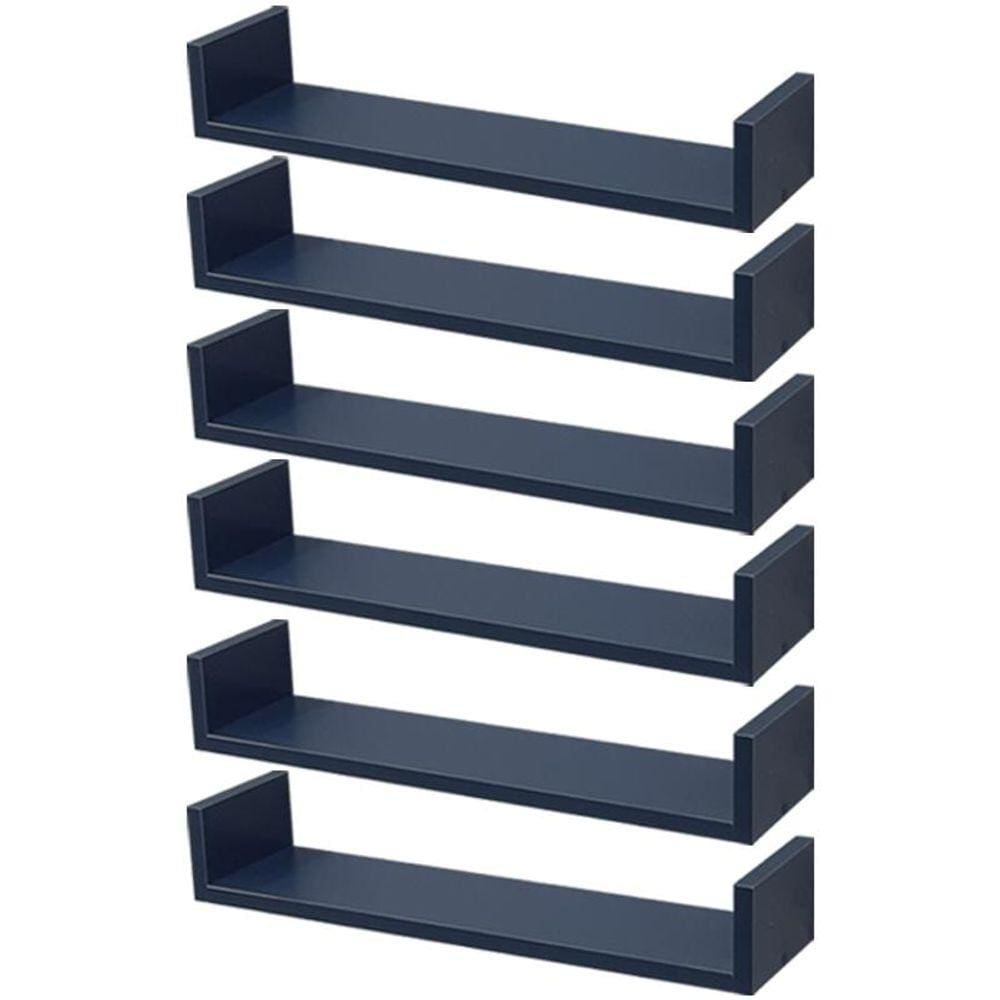 Kit 6 Prateleiras U 50 x 15cm azul Suporte Invisível