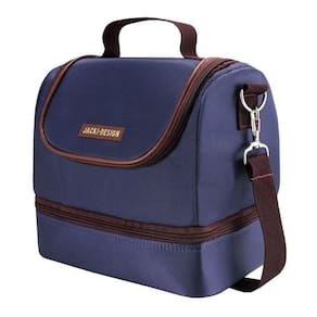 Kit Fitness Bolsa Térmica Com Marmita 2 Andares E Garrafa Azul/marrom