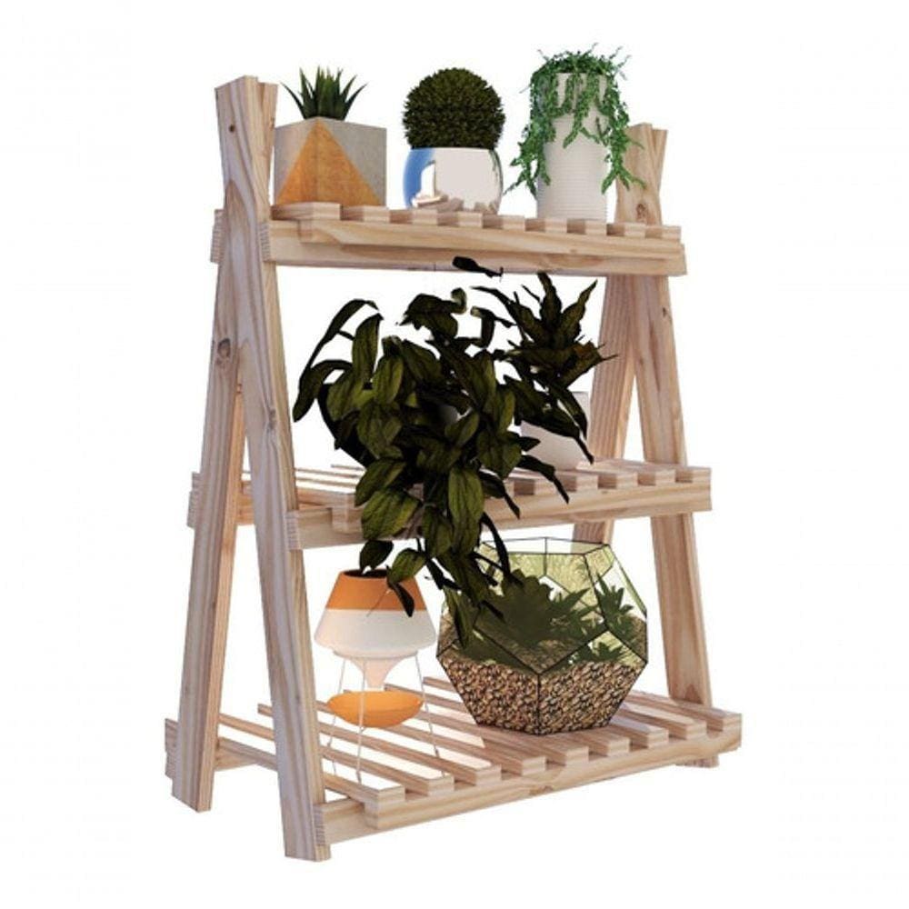 Organizador 3 Níveis Vazado Madeira Natural Multiuso