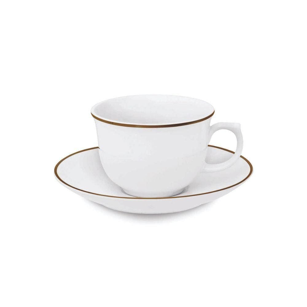 Conjunto De Xícaras Para Chá Com Pires Em Porcelana Flamingo Com 12 Peças 240Ml Oxford Sofia