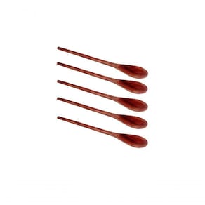 Kit 5 Peças Colher De Pau Madeira Modelo Média 38 Cm