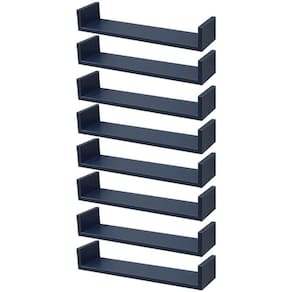 Kit 8 Prateleiras U 50 x 25cm azul Suporte Invisível