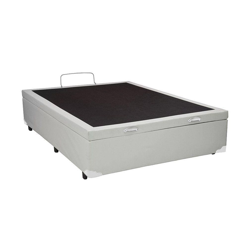 Base Box Baú Casal Sintético Branco - 39x138x188 Lord