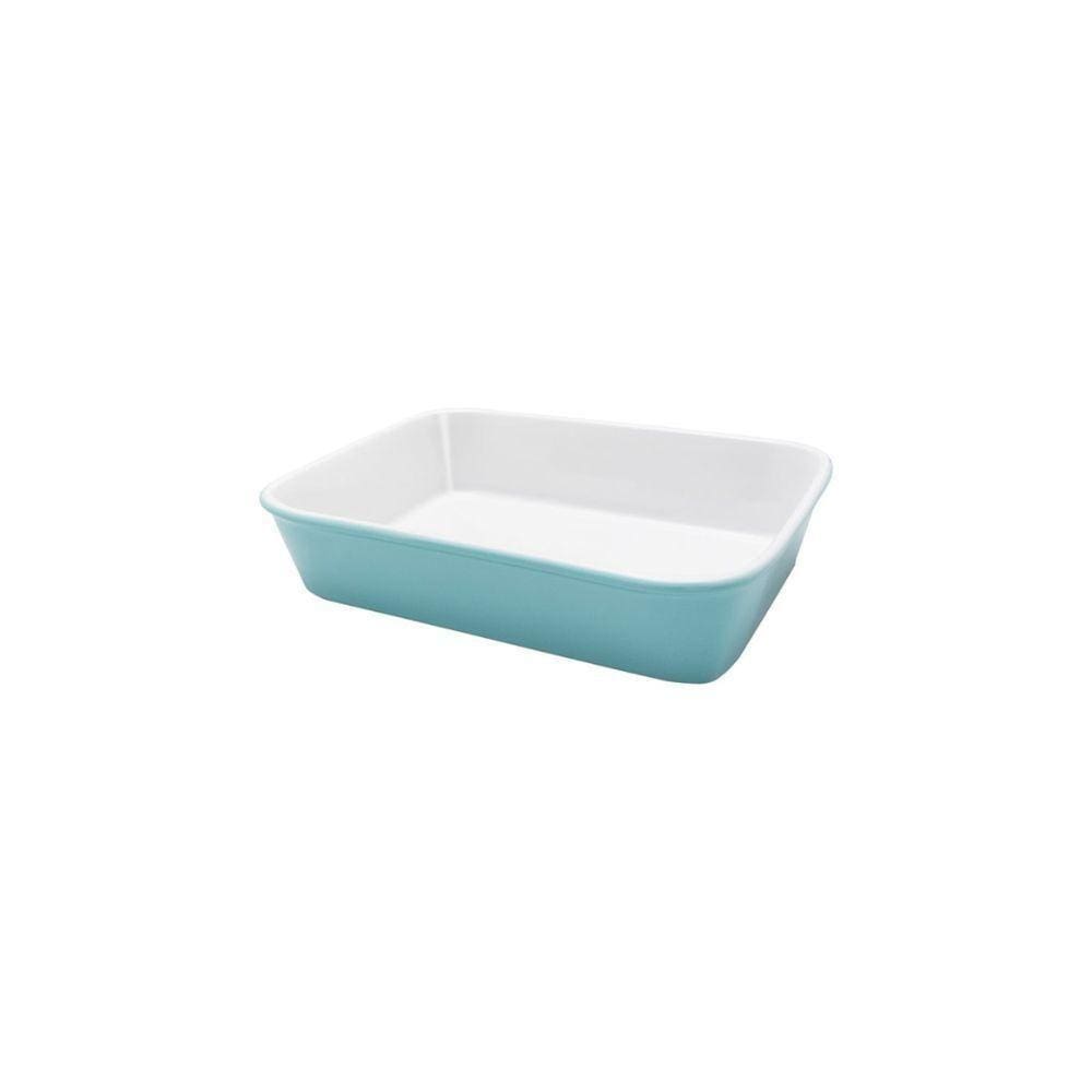Travessa Refratária Retangular Em Porcelana Bake Water Blue Oxford 1l