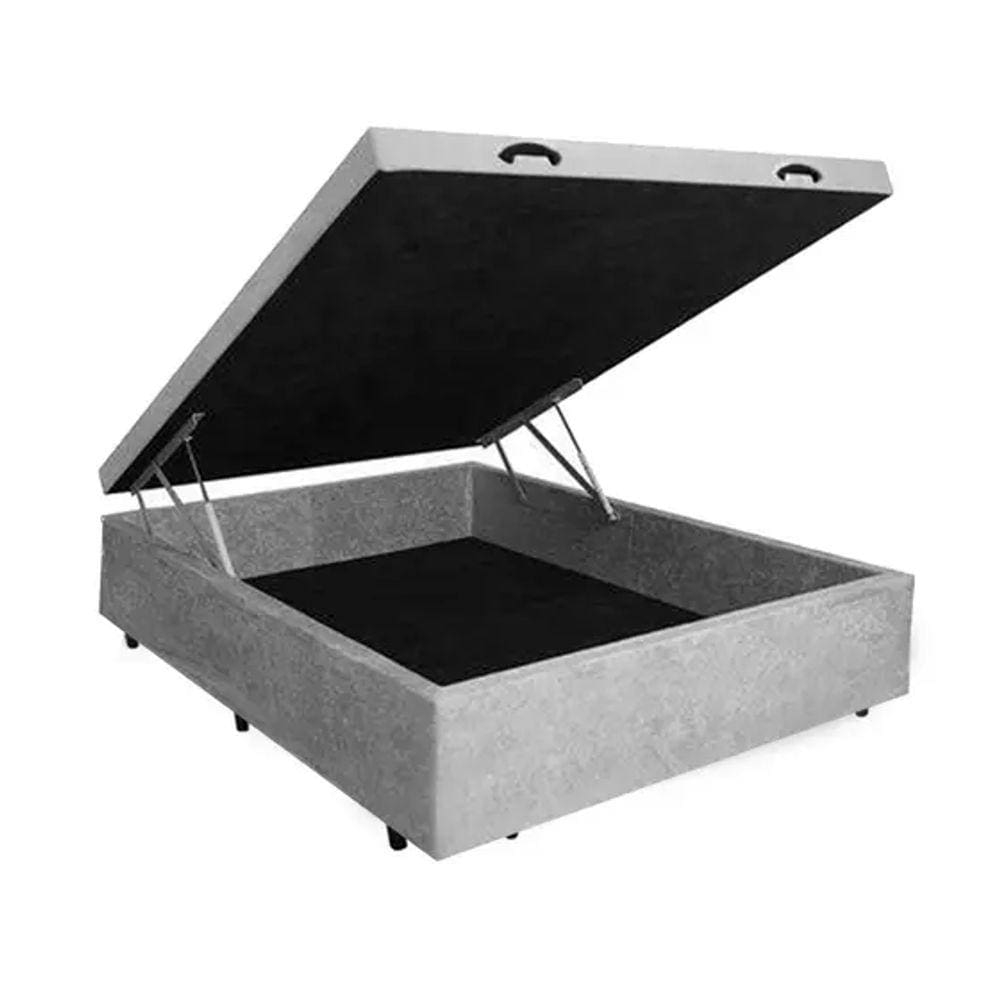 Cama Box Baú Casal Suede Cinza 138x188x39