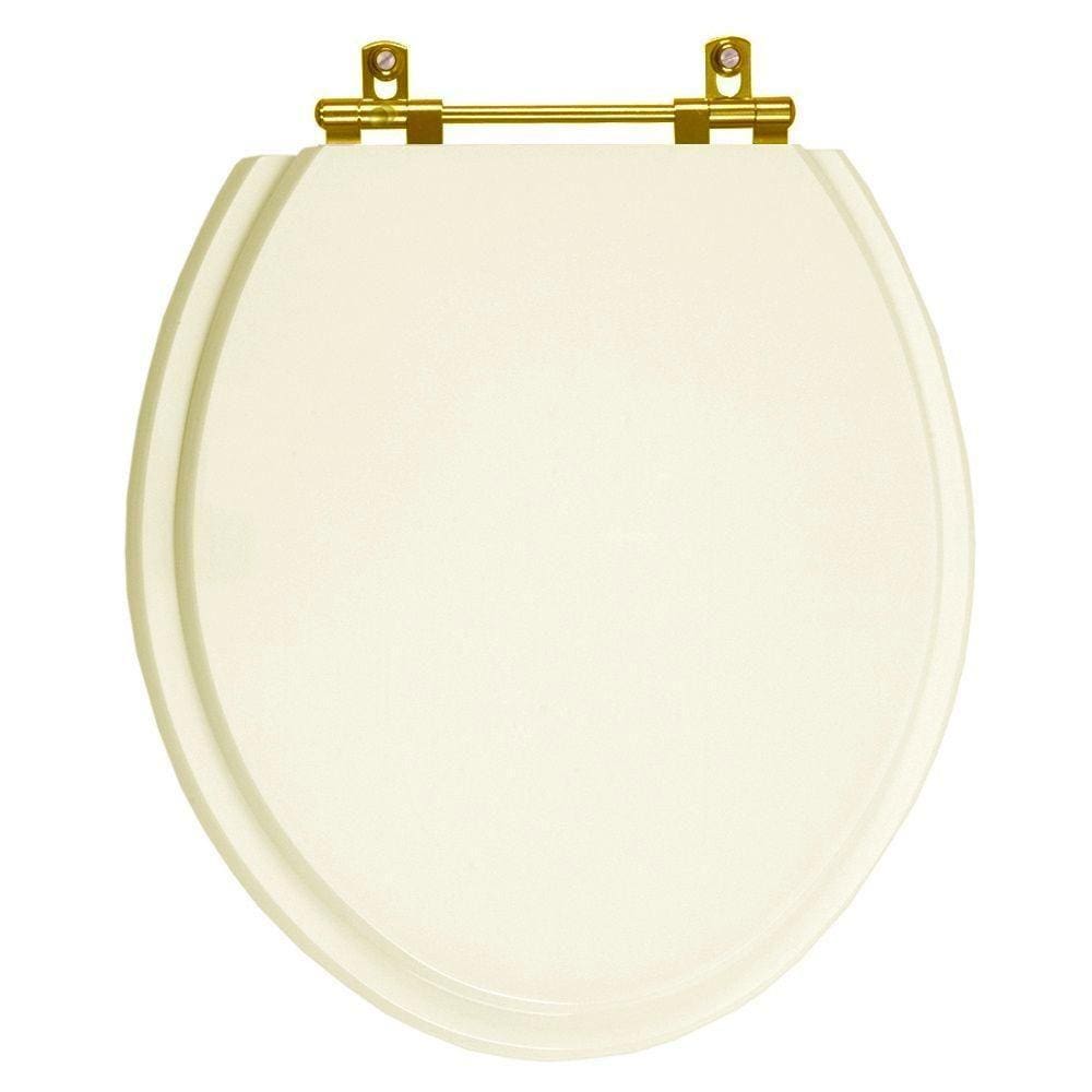 Assento Sanitário Poliéster Izy Creme para vaso Deca Com Ferragem Dourada