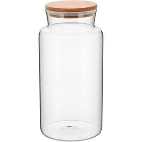 Pote 26X13X13Cm 2,8L Borosilicato Transp Com Tampa Bambu
