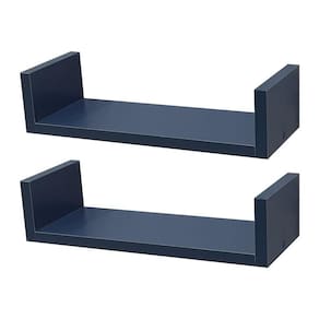 Kit 2 Prateleiras U 50 x 10cm azul Suporte Invisível