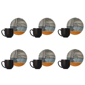 Conjunto De Xícara De Cafezinho Com Pires 06 Peças Coup Abstrata Porto Brasil