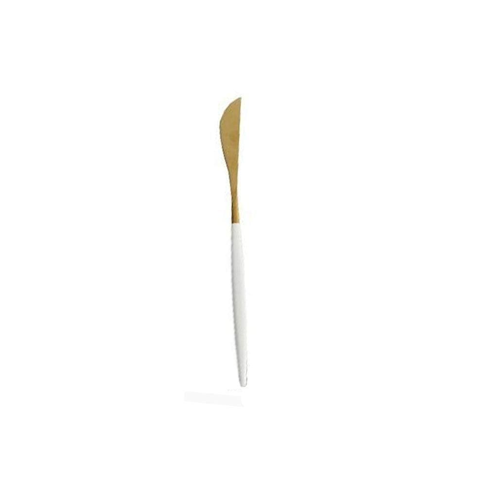 Faca Slim Branco E Dourado Home Design 22 Cm
