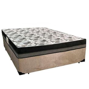 Cama Box Casal Suede + Colchão Casal Ortobom Iso Dupla Face 60x138x188 bege