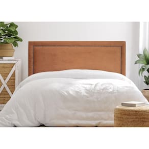 Cabeceira King Estofada para Cama Box com Tachas 193x60cm Reta Luxo Terracota/Fumê