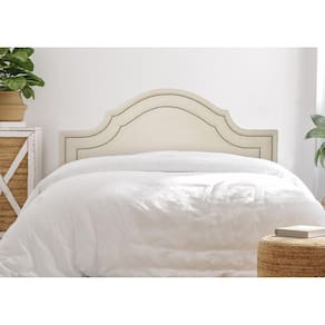 Cabeceira Casal Estofada para Cama Box com Tachas 140x60cm Provençal Luxo Dupla Off White/Prata