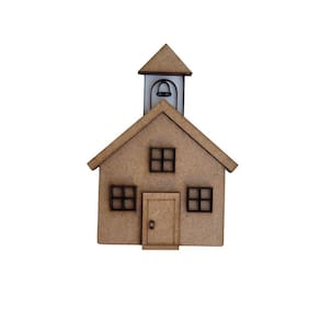 Aplique Igreja c/sino vasado, telhado e armações sobreposto 12cm -Jeito Próprio Artesanato