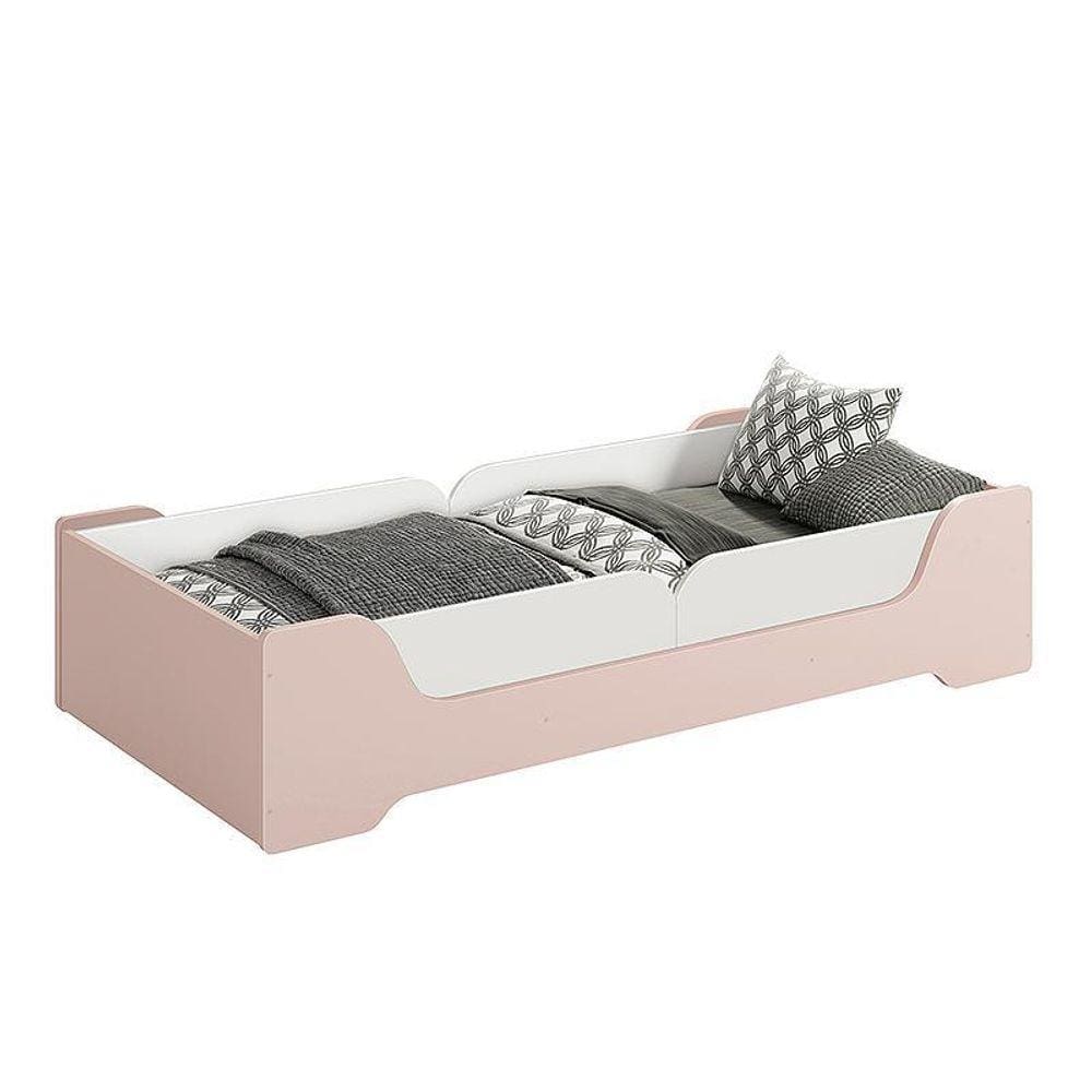 Cama Evolutiva Zaki, 2 Kits Proteção Lateral Lisa e Colchão D20 - Reller Móveis