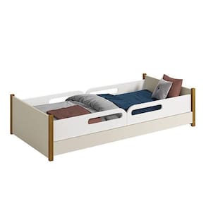 Cama Evolutiva Ravi com Pés Amadeirado, 2 Kits Grade Lateral Usinada e Colchão D20 - Reller Móveis