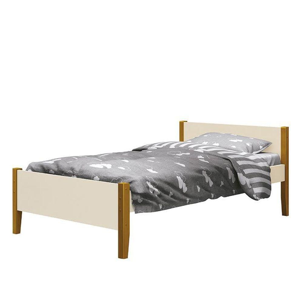 Cama Solteiro Simba com Pés Amadeirado - Reller Móveis