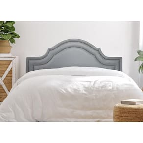 Cabeceira King Estofada para Cama Box com Tachas 193x60cm Provençal Luxo Dupla Cinza/Fumê