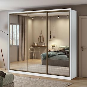 Guarda-roupa Spazio 270 Super Glass 3 Portas 6 Gavetas Lopas