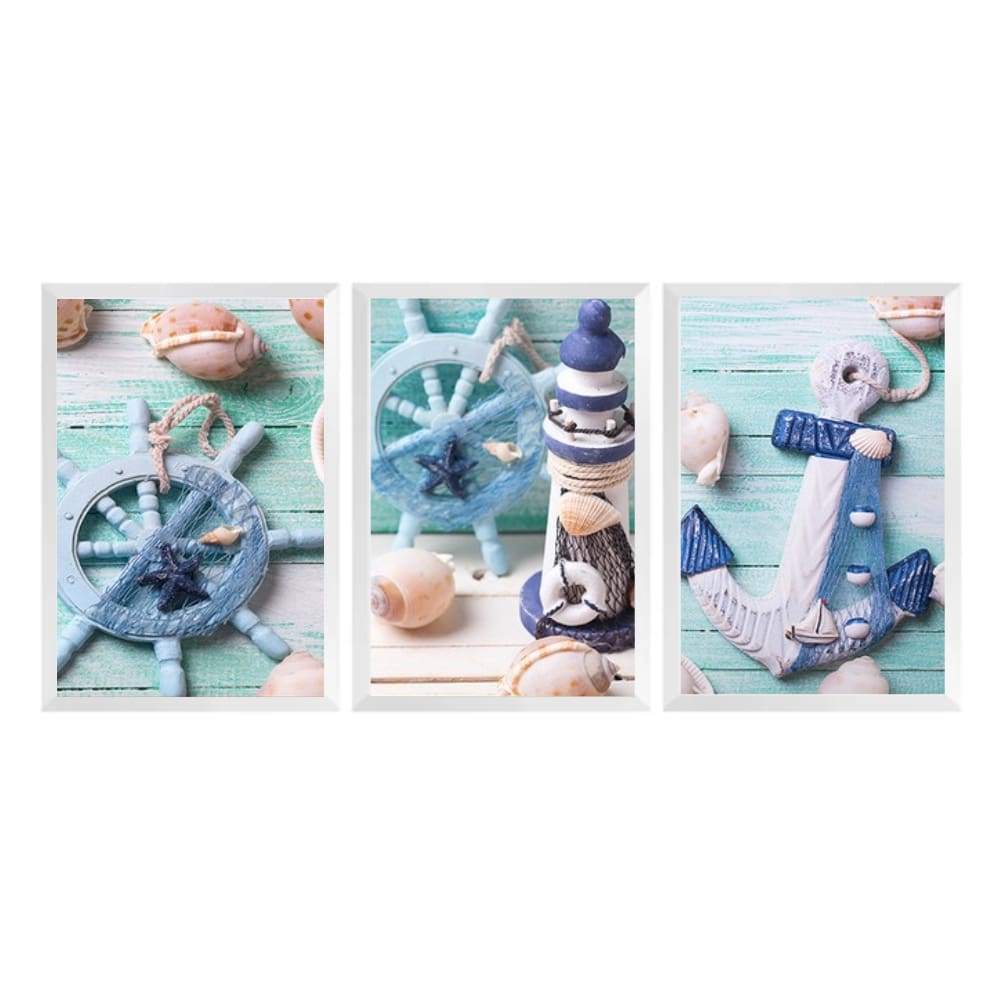 Kit 3 Quadros Temáticos Decorativos Ambiente Sala Moldura Branca
