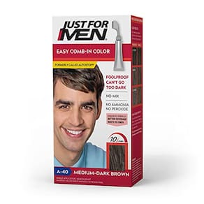 Just For Men Easy Penteado-In Color (anteriormente Autostop) Mens Hair Dye, Easy No Mix Application - Medium-Dark Brown, A-40