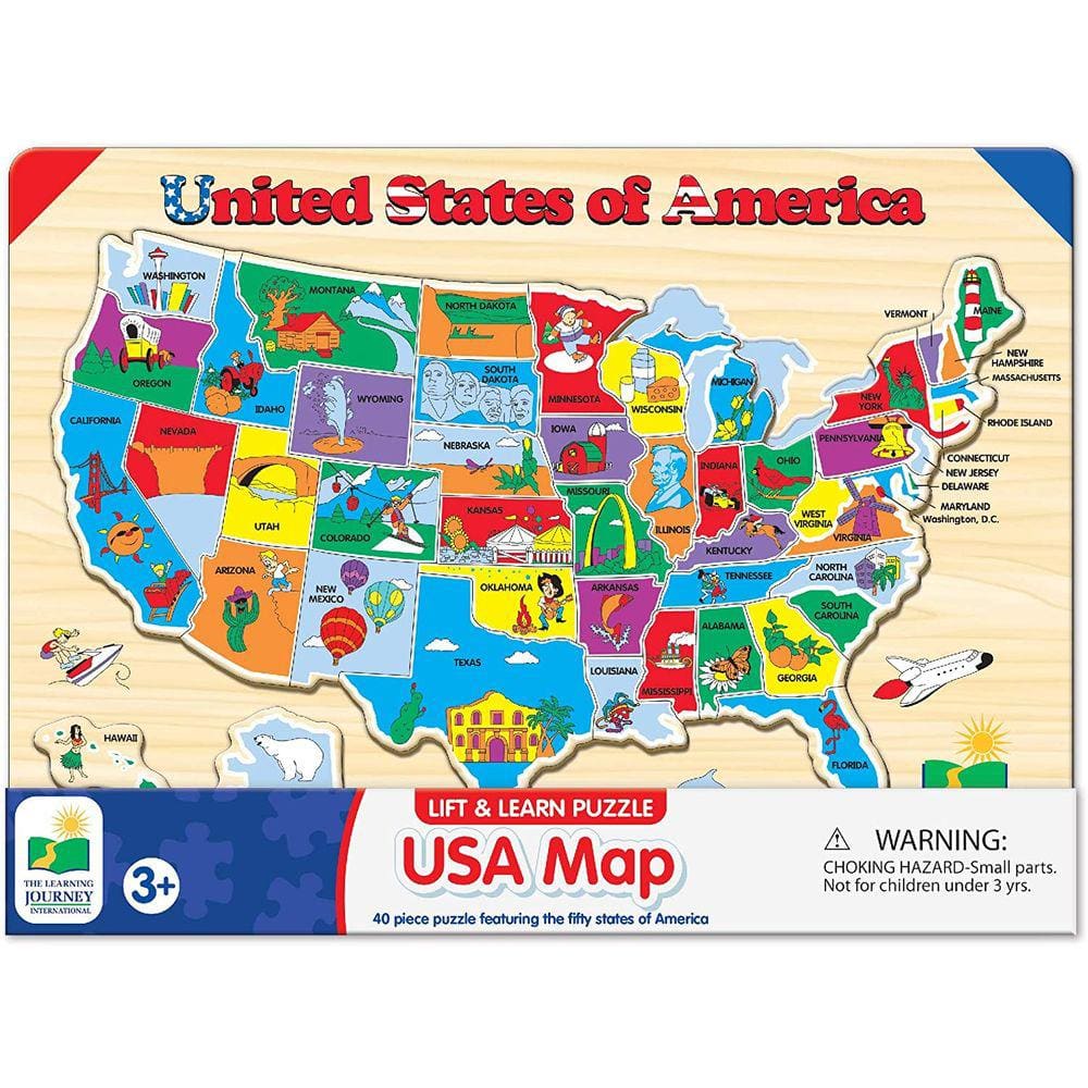 The Learning Journey Lift & Learn Puzzle - USA Map Puzzle for Kids - Pré-Escolar Brinquedos e Presentes para Meninos e Meninas 3 anos ou mais - Qu