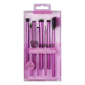 Conjunto de Pincéis de Sombra Real Techniques, Maquiagem com Delineador gel, olho plano e pincéis de cílios, roxo, 8 peças