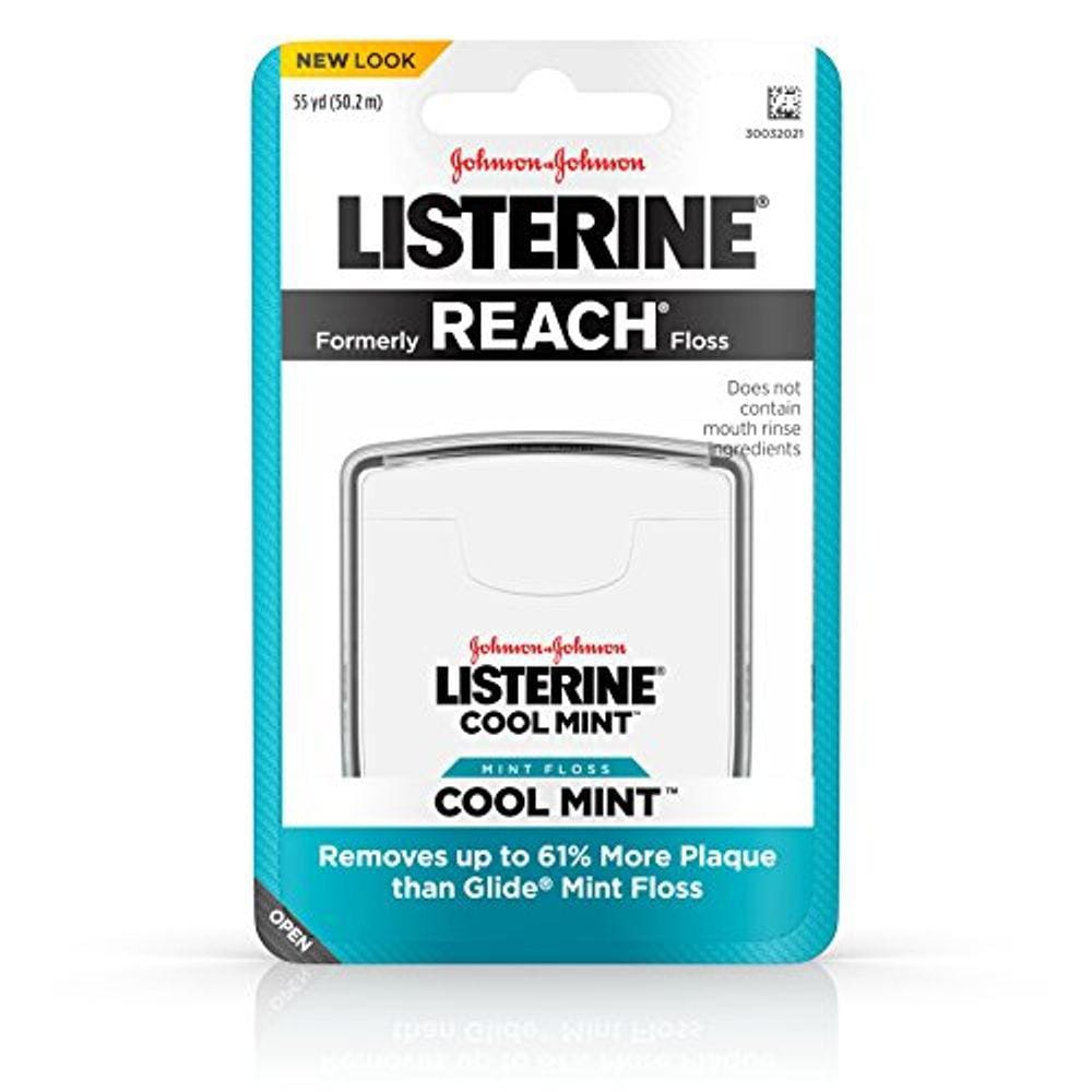 Listerine Cool Mint Interdental Floss para um limpador, boca mais saudável, cuidados bucais, 55 jardas (Pacote de 6)