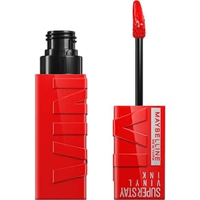 Maybelline Super Stay Vinyl Ink Longwear No-Budge Liquid Lipcolor, Altamente Pigmentado Cor e Brilho Instantâneo, Vermelho-Quente, Fire Engine Batom V