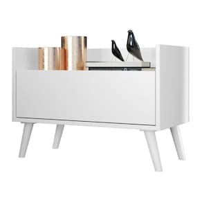 Mesa De Cabeceira 80Cm Retrô Multimóveis V4000 Branca Branco