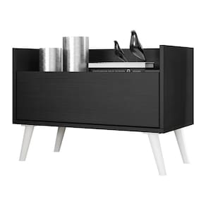 Mesa De Cabeceira 60Cm Retrô Multimóveis V3627 Preta/Branca Preto/Branco