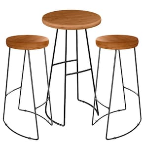 Mesa Bistro Bar E Kit 02 Banquetas Altas Aurum Peroba Preto Dhom Peroba Preto
