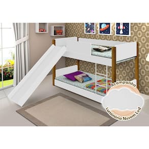 Beliche Infantil Com Escorregador Juvenil Valentina Branca E Amêndoa Luminária Led Branco