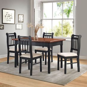 Conjunto Sala De Jantar Madeira Maciça 4 Cadeiras Mv Outlet Preto E Mel