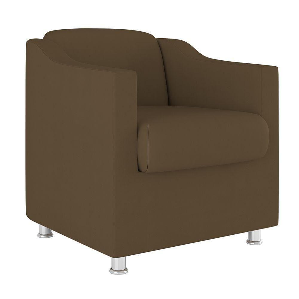 Cadeira Poltrona Decorativa Recepção Sala – Quarto Suede Cor:marrom