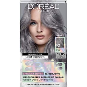 Cor de cabelo permanente com brilho multifacetado Smokey Silver da L/Oreal Paris, pacote de 1