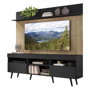Rack Retrô Com Painel Tv 65" Madri Multimóveis V3371 Preto/rustic Preto/rustic