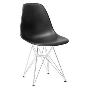 Cadeira Eames Eiffel Dkr Com Base De Metal Cromado Preto Preto
